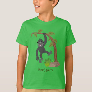 Camiseta Óptica de desenho animado de gorila de bebê feliz