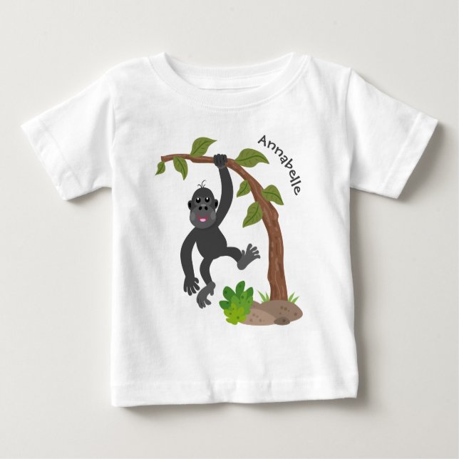 Camiseta Óptica de desenho animado de gorila de bebê feliz (Frente)