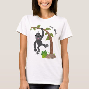 Camiseta Óptica de desenho animado de gorila de bebê feliz