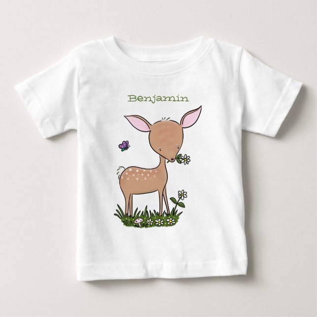 Camiseta Óptica de desenho animado de veado de bebê feliz (Frente)