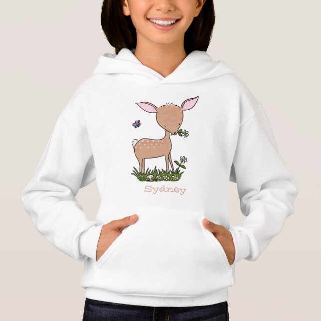 Camiseta Óptica de desenho animado de veado de bebê feliz (Frente)