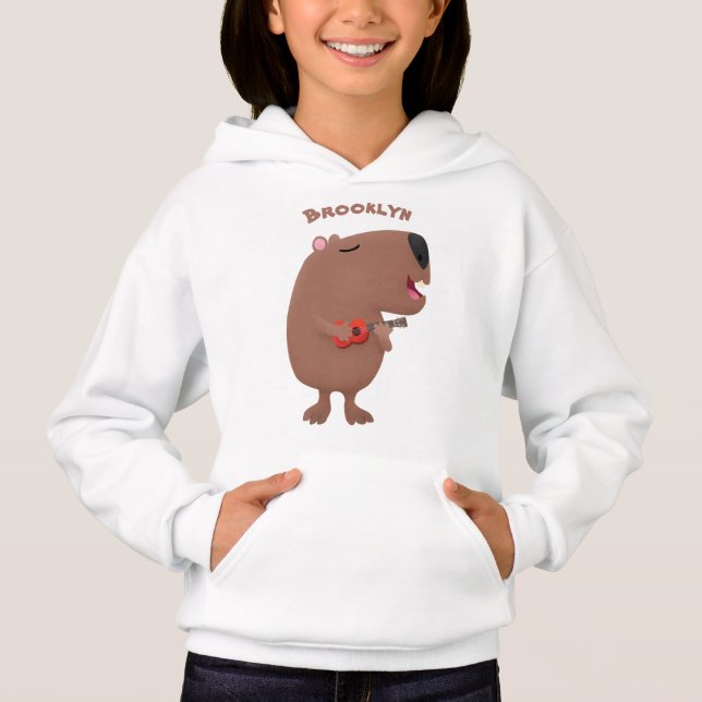 Camiseta Óptica desenho animado de capybara ukulele (Frente)