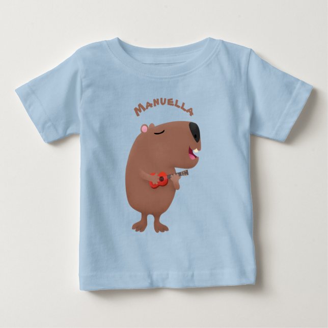 Camiseta Óptica desenho animado de capybara ukulele (Frente)