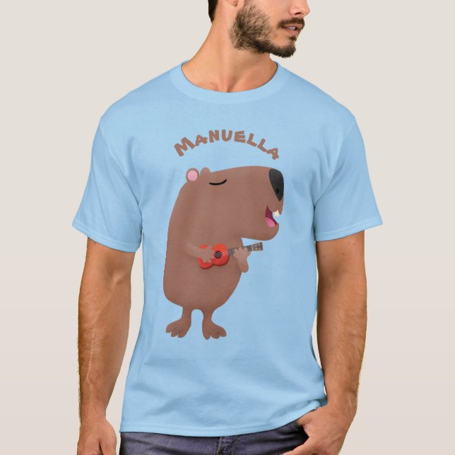 Camiseta Óptica desenho animado de capybara ukulele (Frente)
