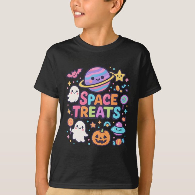 Camiseta Óptica Espacial do Halloween Roupa Unisex (Frente)