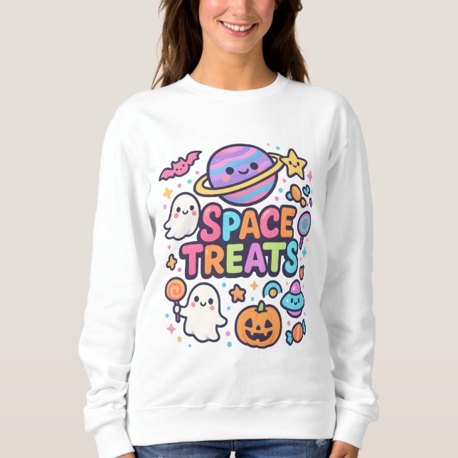 Camiseta Óptica Espacial do Halloween Roupa Unisex (Frente)