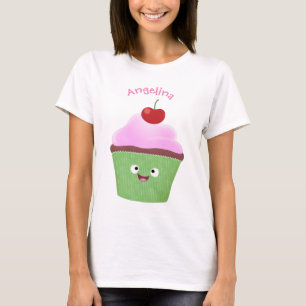 Camiseta Óptica ilustração do desenho animado do cupcake fe