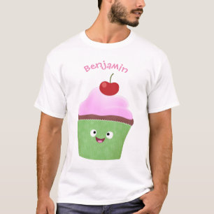 Camiseta Óptica ilustração do desenho animado do cupcake fe