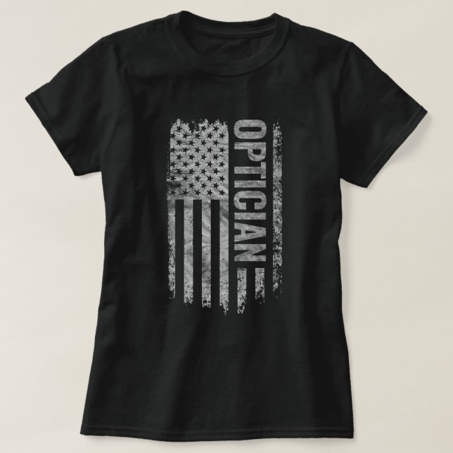 Camiseta Optician USA Flag Distressed design (Frente do Design)