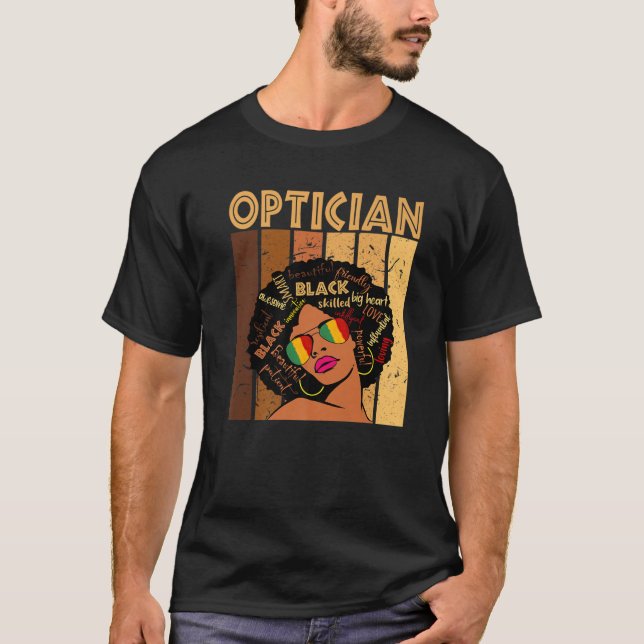 Camiseta Opticista História Negra de Mulheres Afro-American (Frente)