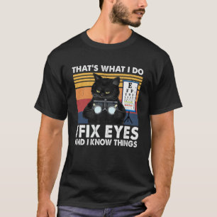 Camiseta Óptico Gato Negro Que O Que Eu Faço É Otimista De 