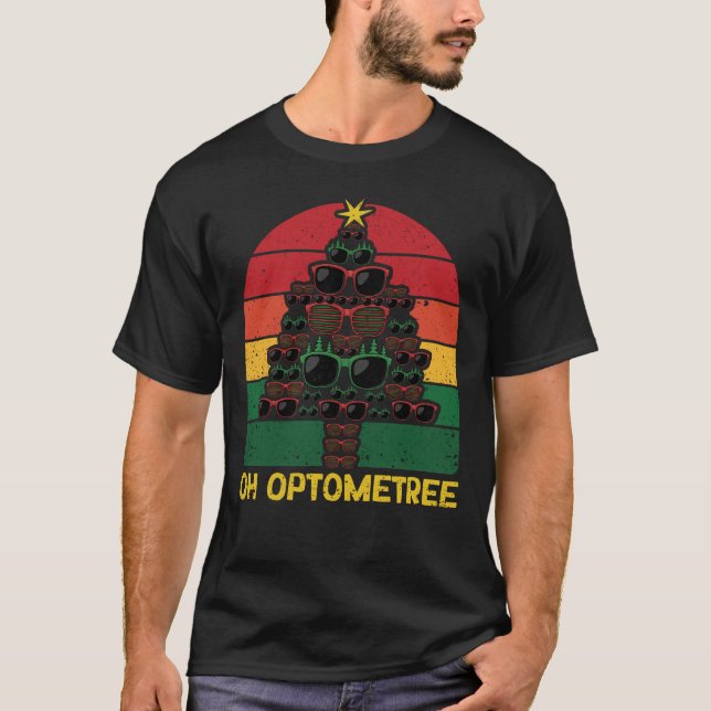 Camiseta Ópticos Engraçados Óculos de Árvore de Natal Xmas  (Frente)