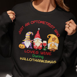 Camiseta Optometrista Vinho de Natal Lover Hallothanksmas