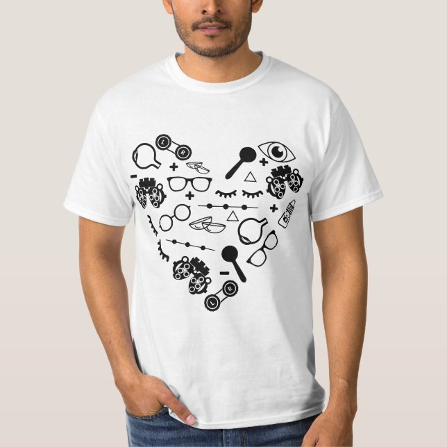 Camiseta Optometry Symbols Heart Eyeglasses Spectacles Opti (Frente)