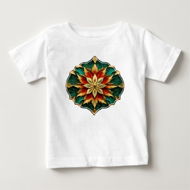 Camiseta Opulência de Yuletide: Segmentos de Ouro do Natal (Frente)