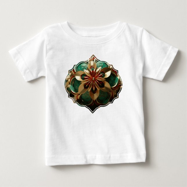 Camiseta Opulência de Yuletide: Segmentos de Ouro do Natal (Frente)