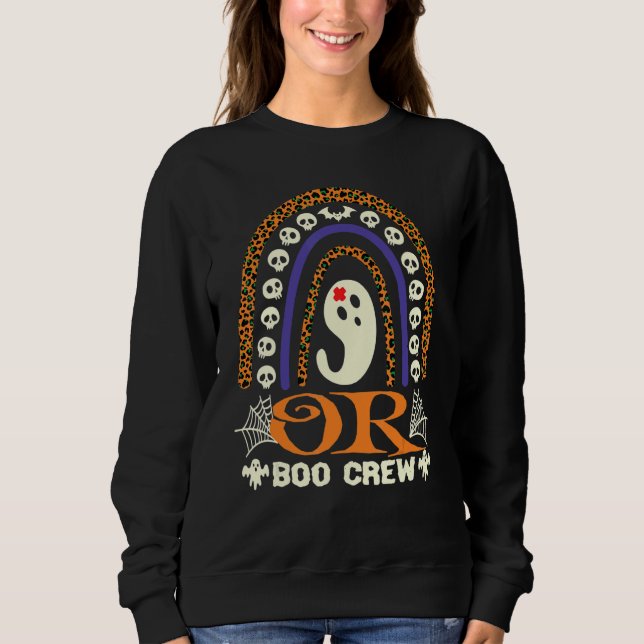 Camiseta OR Boo Crew Nurse Halloween Nurses Cute Ghost Wome (Frente)