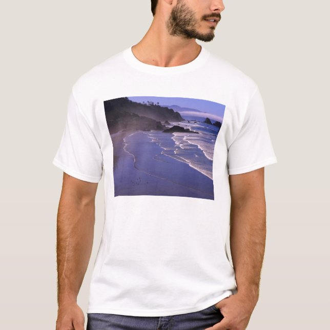Camiseta OR, Costa do Oregon, Ecola SP, Indian Beach com (Frente)