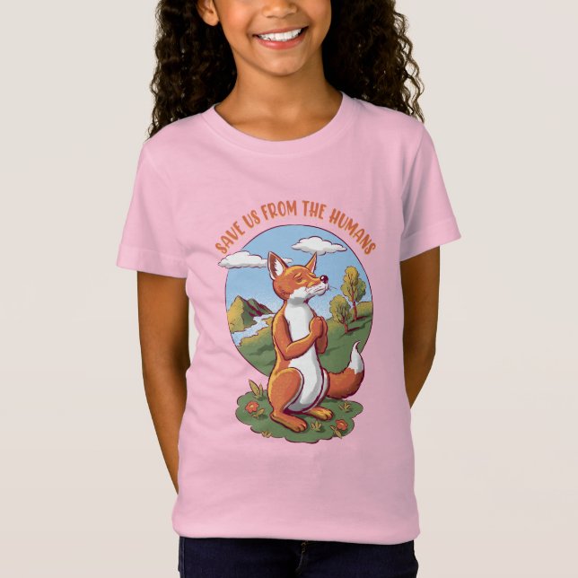 Camiseta Oração da Raposa de Desenho Animado – Mensagem de  (Frente)