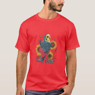 Camiseta Oradora Mãe Bugerigar Sunflower Parakeet Bird retr