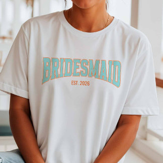 Camiseta Orange + Aqua Faux Glitter BRIDESMAID Bachelorette