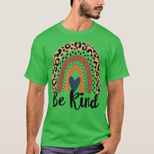 Camiseta Orange Be Kind Leopardo Boho Rainbow Dia Unitário