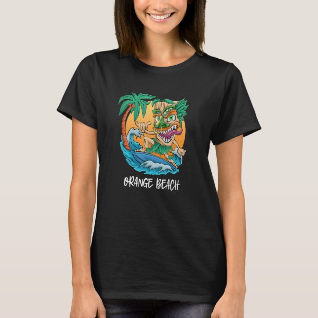 Camiseta Orange Beach Alabama Surfing Tiki Beach Vacation M (Frente)