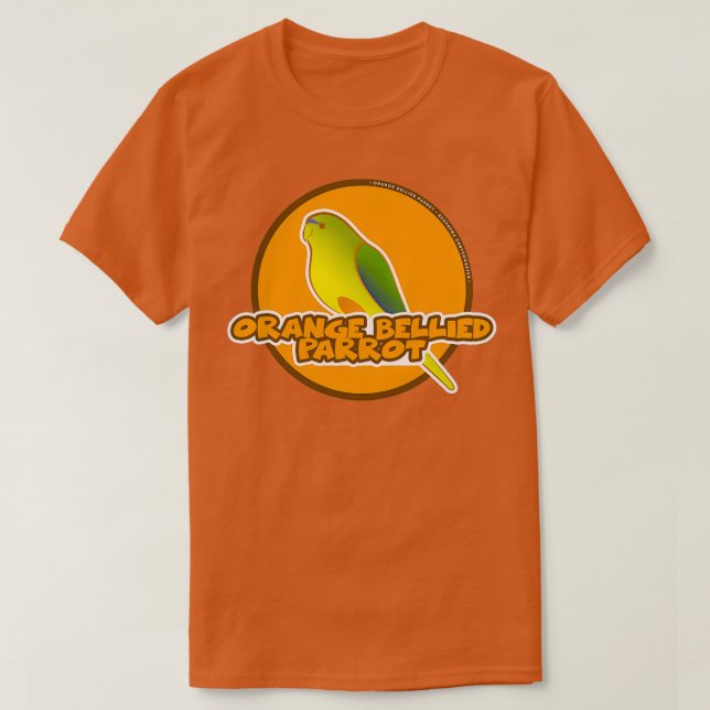 Camiseta Orange Bellied Parrot Critically Endangered (Frente do Design)