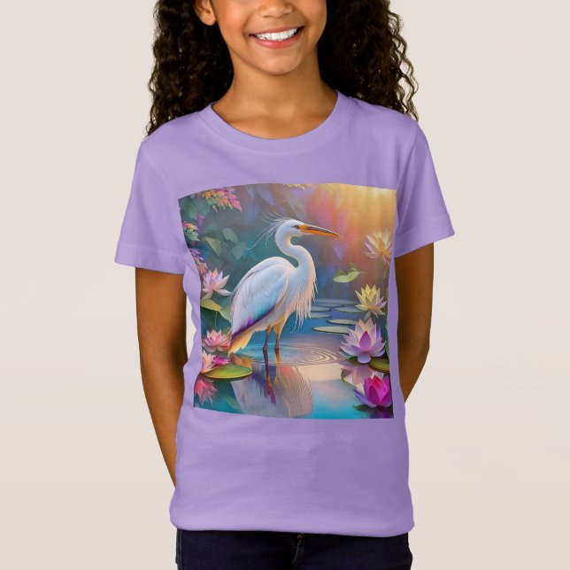 Camiseta Orange Billed White Heron Fantasy Bird (Frente)