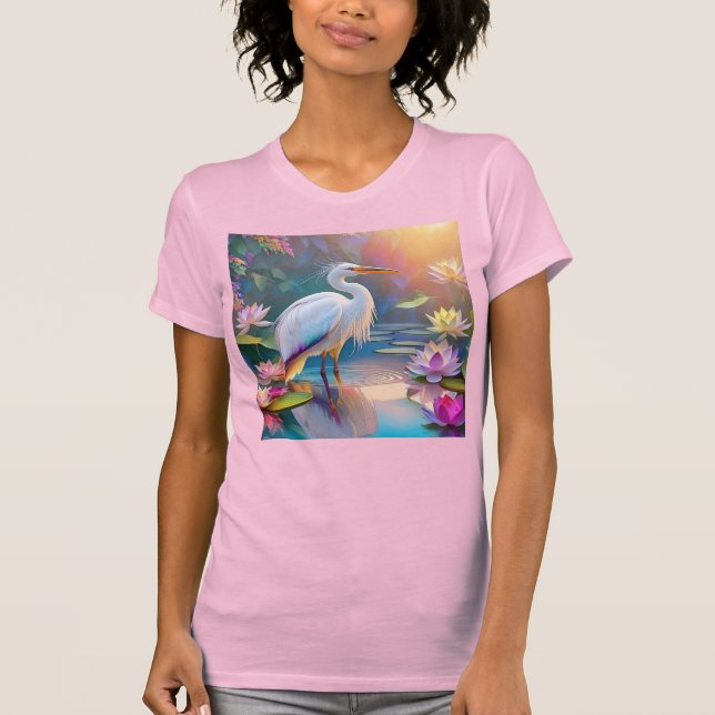 Camiseta Orange Billed White Heron Fantasy Bird (Frente)