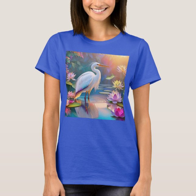 Camiseta Orange Billed White Heron Fantasy Bird (Frente)