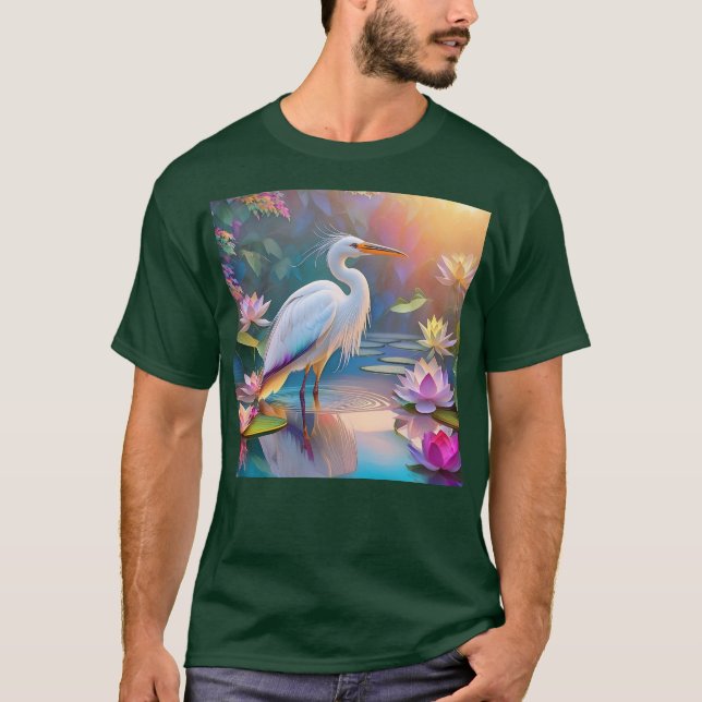 Camiseta Orange Billed White Heron Fantasy Bird (Frente)