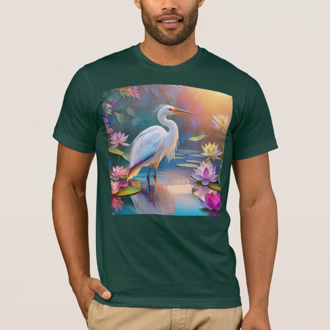 Camiseta Orange Billed White Heron Fantasy Bird (Frente)