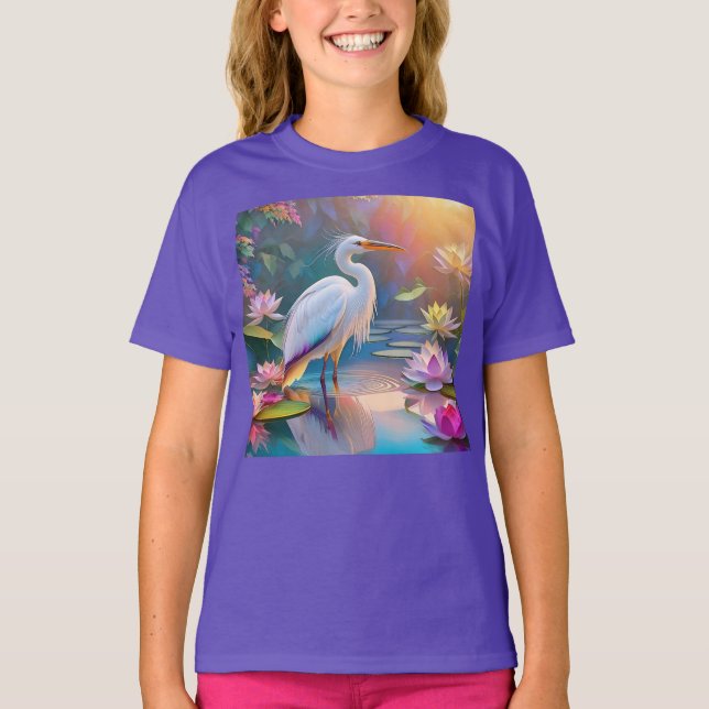 Camiseta Orange Billed White Heron Fantasy Bird (Frente)