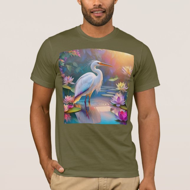 Camiseta Orange Billed White Heron Fantasy Bird (Frente)