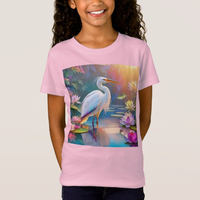 Camiseta Orange Billed White Heron Fantasy Bird (Frente)