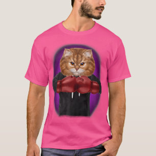 Camiseta Orange Cat Como Campeão De Boxing Em Luvas De Boxe