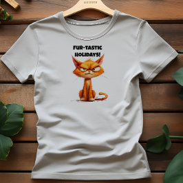 Camiseta Orange Cat Lovers", desejo irônico de natal T-Shir