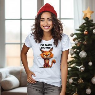 Camiseta Orange Cat Lovers", desejo irônico de natal T-Shir