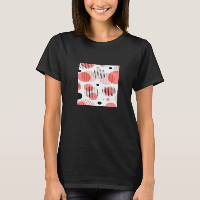 Camiseta Orange Circles with Black Polka Dots pattern (Frente)
