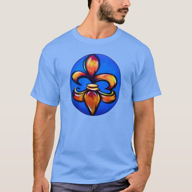 Camiseta Orange Fleur d Lis against blue background (Frente)