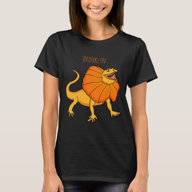 Camiseta Orange Frilled Neck Lizard Cartoon Illustration Ba (Frente)