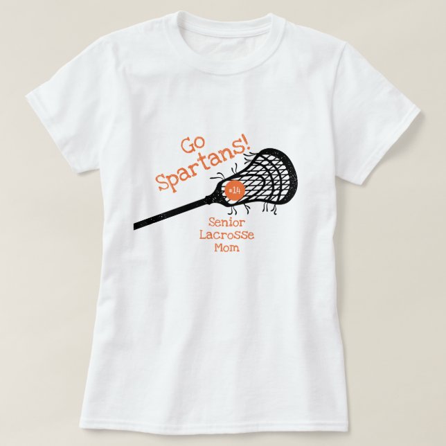 Camiseta Orange Go Team Lacrosse Mãe (Frente do Design)