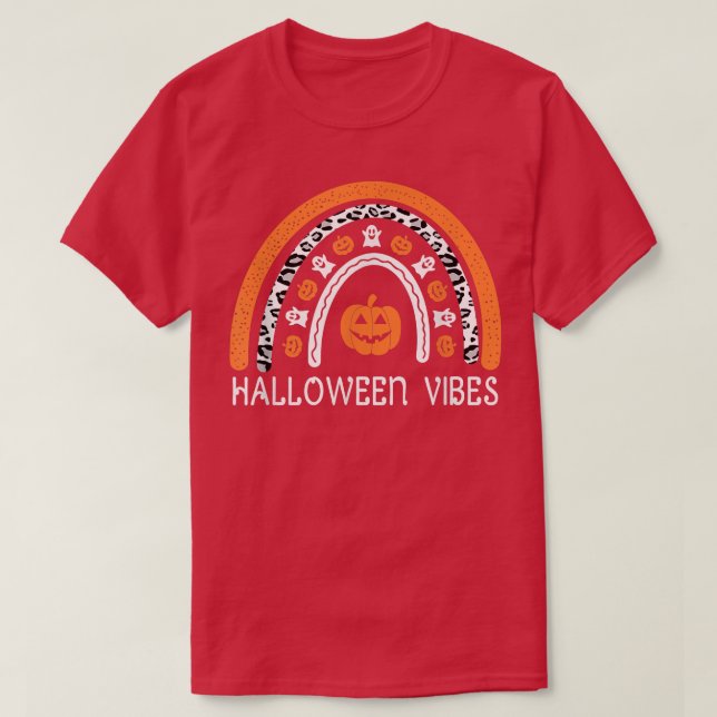 Camiseta Orange Halloween Vibes Leopard Jack O Lantern Rain (Frente do Design)