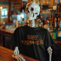 Orange Happy Halloween Bony Typografia