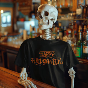 Camiseta Orange Happy Halloween Bony Typografia