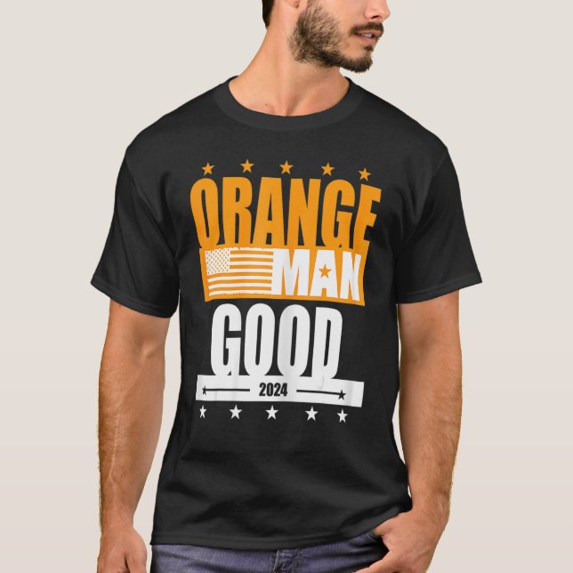 Camiseta Orange Man Good Meme Patriótico Americano (Frente)