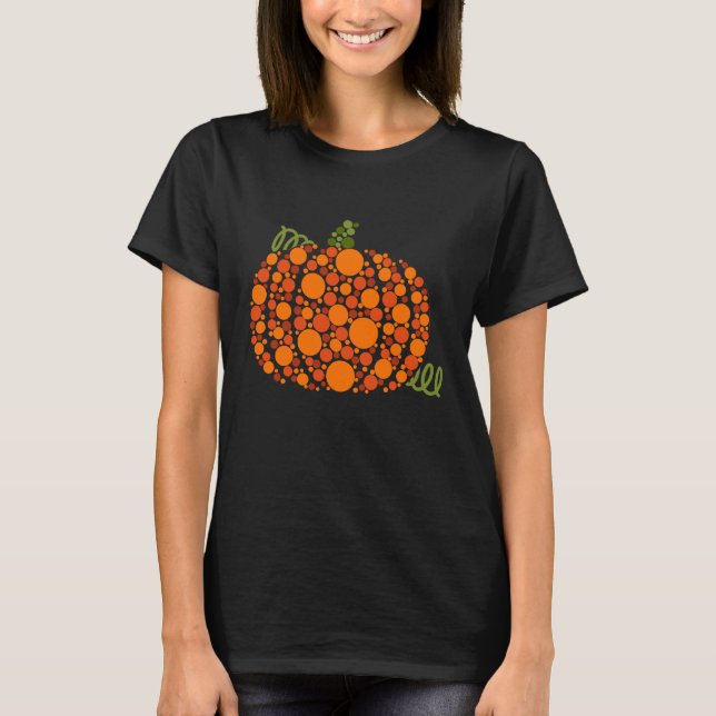 Camiseta Orange Polka Dot Pumpkin October Fall (Frente)