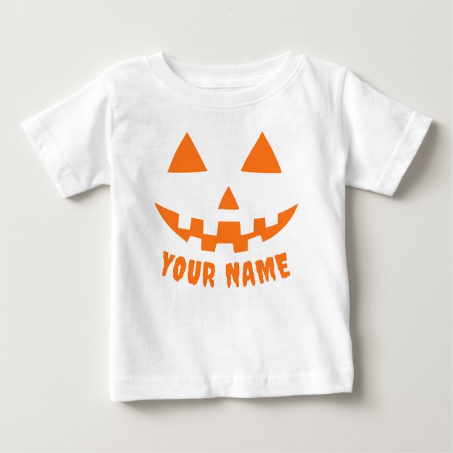 Camiseta Orange Pumpkin Personalizado Halloween Seu Nome (Frente)