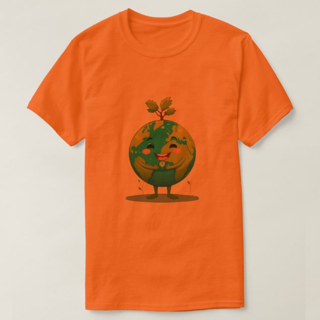 Camiseta Orange Smiley Earth Tee - Esperança Verde (Frente do Design)